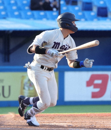 明大　1年生・田上が3安打3打点躍動　広陵の先輩・宗山を「追い付き、追い越せる選手に」