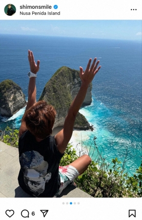 大倉士門　「ヌサペニダ島」での絶景海ショット披露「青い海があればもうなんでも最高」