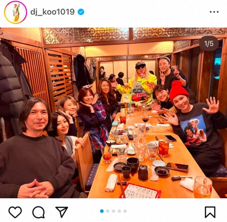 DJ　KOO　超豪華！3番組の合同忘年会　歌手、芸人、女優…人気芸能人が勢ぞろい「超楽しかったぁ！」