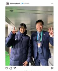 川合俊一氏　大友愛さん長女と笑顔でピースの2ショット「女子に久しぶりの大砲」とファン歓喜