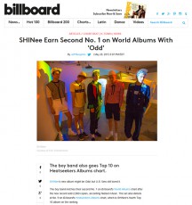 米ビルボード、SHINeeの「Odd」1位にスポットライト！！