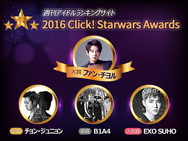 ファン・チヨルからEXOスホまで「2016 Click! StarWars Awards 」受賞者発表！