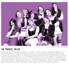 TWICE、アメリカでも注目！「2017 音楽界の21歳以下の次世代を担う21人」入り！