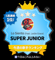 SUPER JUNIOR、Click! StarWars 歌手ランキングで５週連続1位！記念動画の放映決定！
