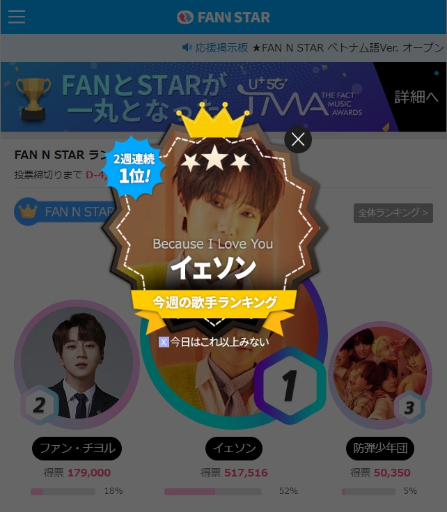 SUPER JUNIOR イェソン、FANNSTAR・歌手ランキングで2週連続1位！