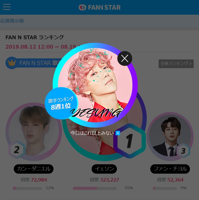 SUPER JUNIOR イェソン、FANNSTAR・歌手ランキングで８週連続1位！