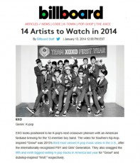 EXO、ビルボードが「2014注目アーティスト」に選定！アジアアーティスト唯一