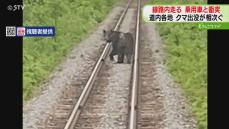 「危険なので窓を開けないで」走行中の列車の前にクマが…線路上に出没　北海道で目撃相次ぐ