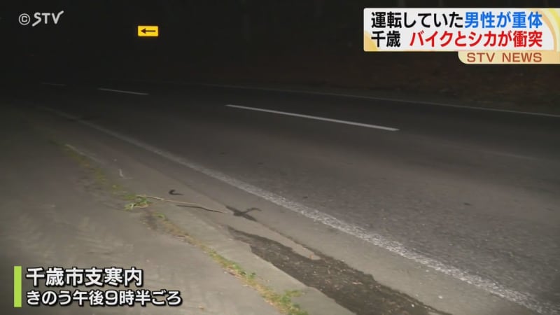 シカと衝突…バイク運転男性意識不明　北海道千歳市夕方の事故　飛び出してきたシカに…