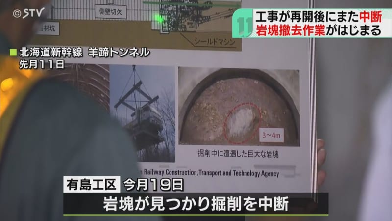 中断の北海道新幹線トンネル工事　岩塊の撤去始まる　羊蹄トンネルでは掘削中断相次ぐ