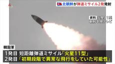 北朝鮮が2発の弾道ミサイルを発射　1発目は「火星11型」と推定　韓国軍発表