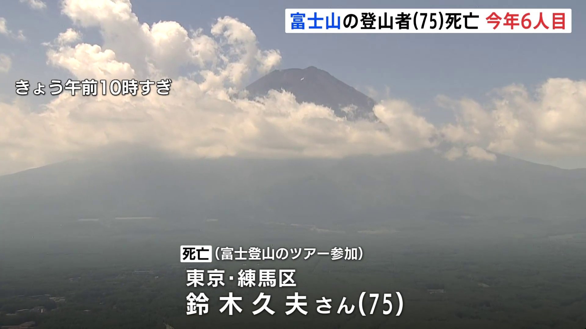 富士山8合目の山小屋で75歳男性が死亡　登山ツアーに参加　今年の山開き以降6人目の死者