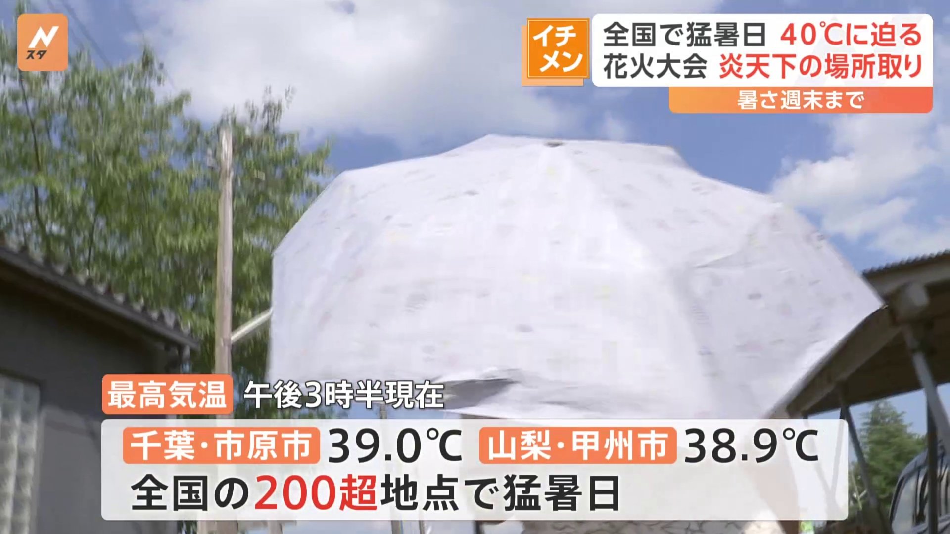 全国で危険な暑さ　千葉で最高気温39℃記録　東京・葛飾の花火大会の観覧客は“あの手この手”で熱中症対策