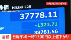 【速報】1日午前の日経平均株価は一時800円以上値下がり