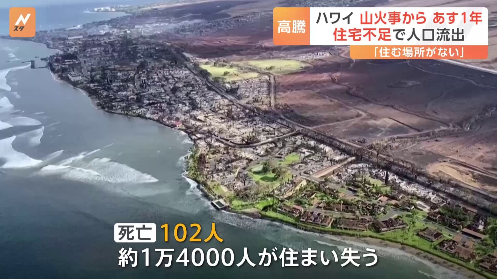 ハワイ・マウイ島 山火事からあすで1年 「住む場所がない」人口流出に 観光業への影響も懸念