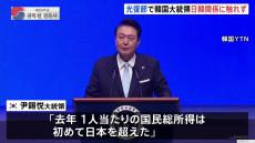 韓国・尹大統領が“光復節”に演説 「国民総所得は初めて日本を超えた」などとアピール