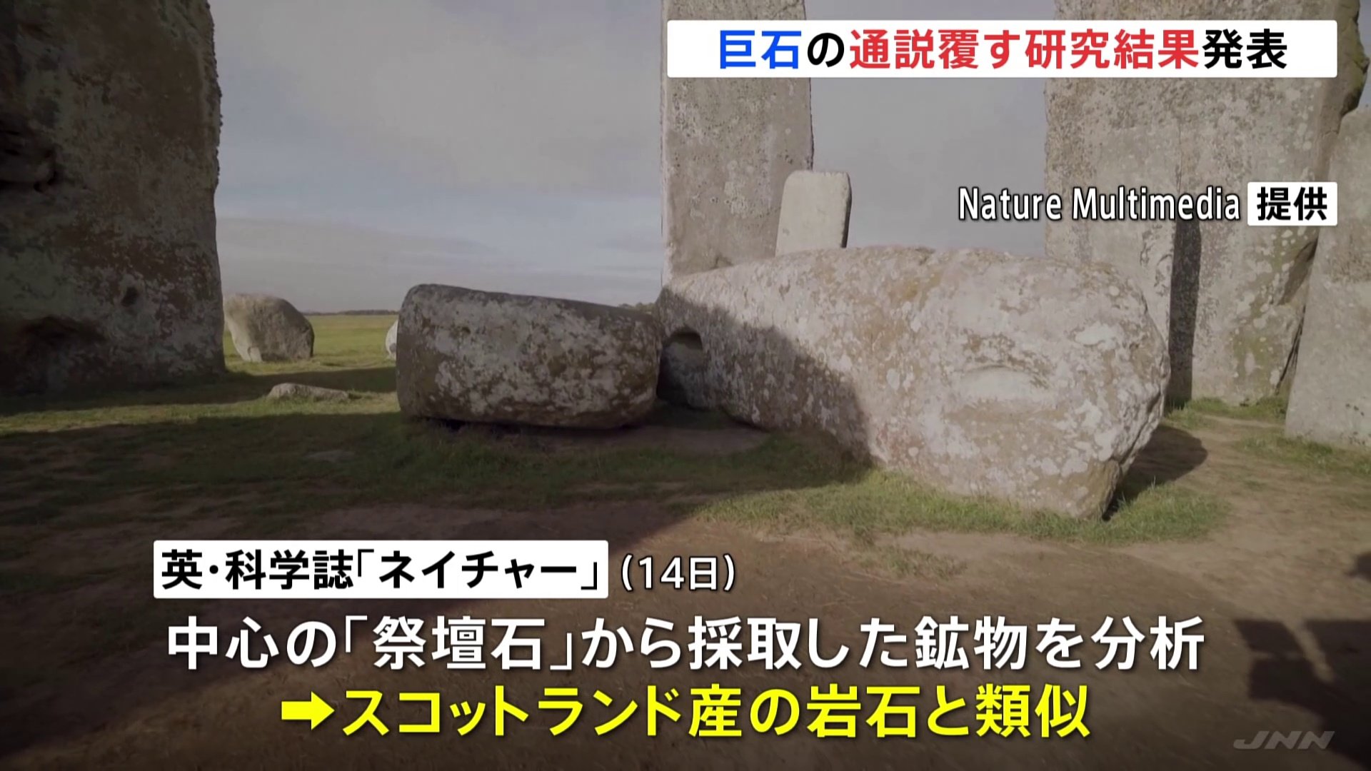 英・世界遺産 ストーンヘンジ 中心にある「祭壇石」はスコットランドから海路輸送か