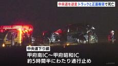 逆走した乗用車が大型トラックと正面衝突　乗用車の運転手（20代）が死亡　山梨県甲府市の中央道