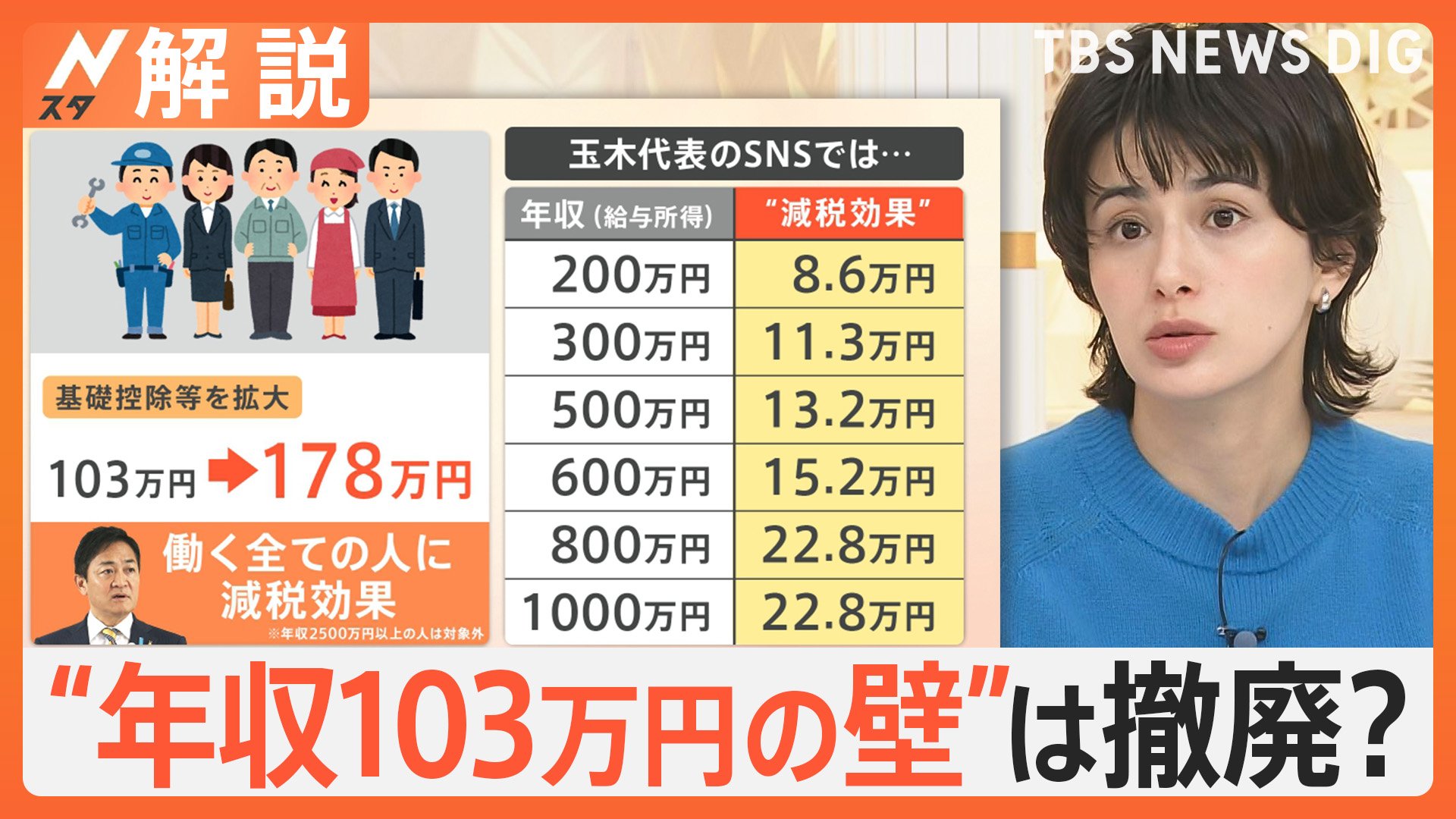 “年収103万円の壁”は撤廃？ 8兆円の減収に…財源どうする？ 自民・国民 政策協議開始へ【Nスタ解説】