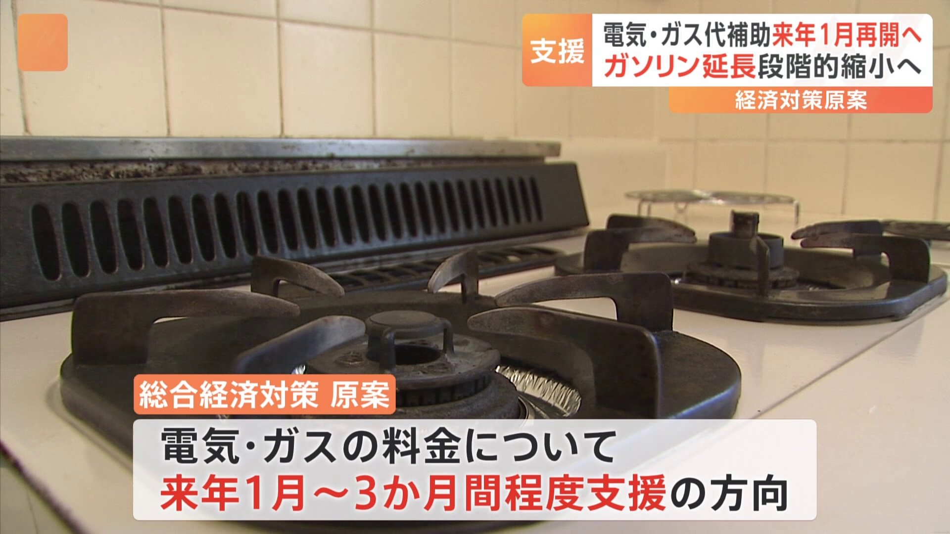 政府が電気・ガス料金の支援を来年1月から再開する方向で調整　財政負担も課題