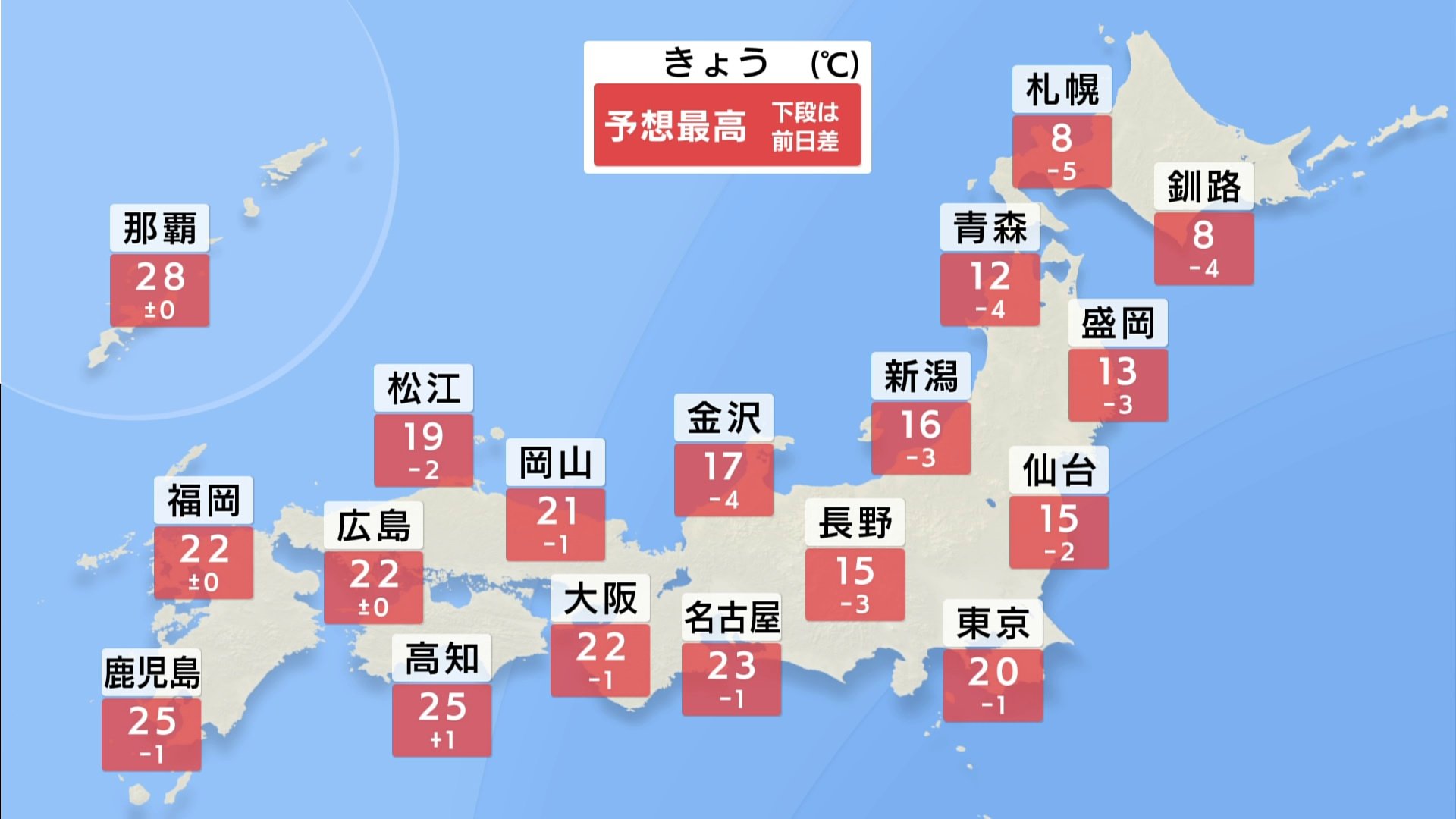 広く晴天で小春日和・洗濯日和　北日本は冷えるも西日本は季節外れの夏日　台風の動向にも注意