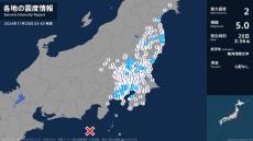 宮城県、福島県、茨城県、栃木県、千葉県、東京都、神奈川県で最大震度2の地震　宮城県・岩沼市