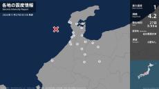 富山県、石川県、岐阜県で最大震度1の地震　富山県・富山市、立山町、氷見市、小矢部市、南砺市、射水市