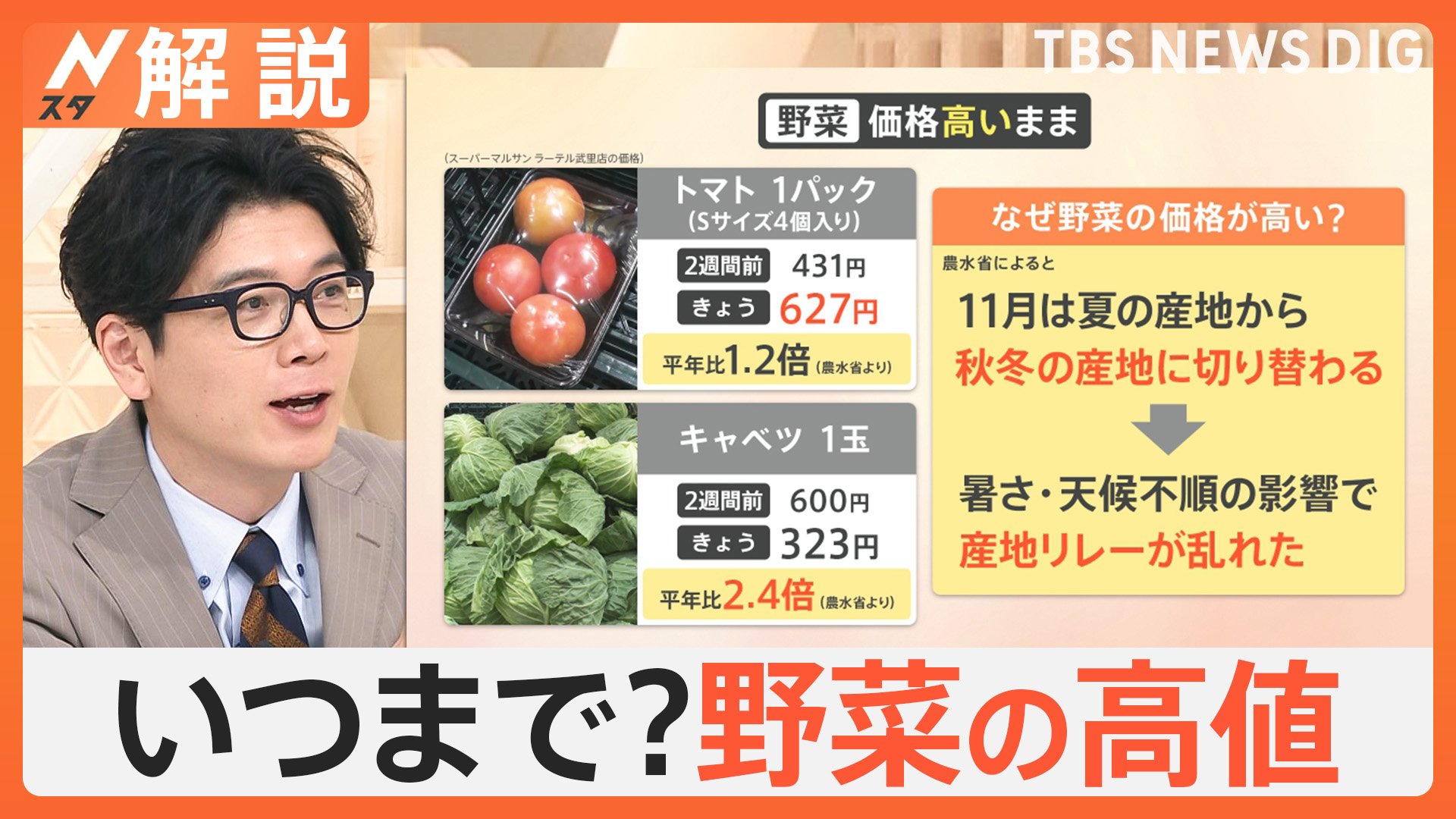 キャベツ1玉500円超も… いつまで続く？野菜の高値、一方でお得な野菜は？【Nスタ解説】