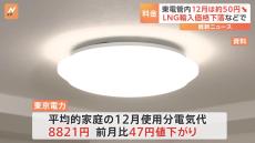 東電管内の電気料金、12月は約50円値下がり　燃料価格の下落受け