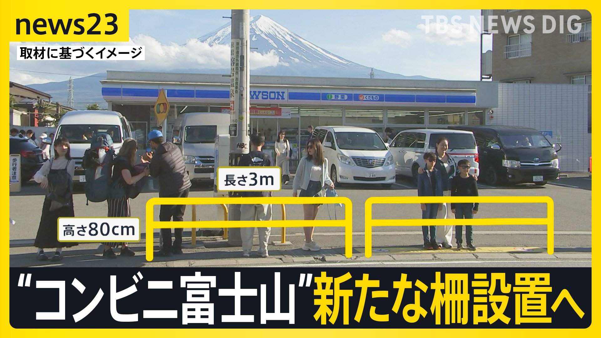 “コンビニ富士山”新たな柵を設置へ 危険行為が後を絶たず横断歩道の色変更を検討【news23】