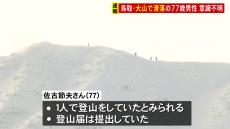 鳥取・国立公園大山　77歳の男性が頂上付近から滑落　25日朝にヘリで救助も意識不明