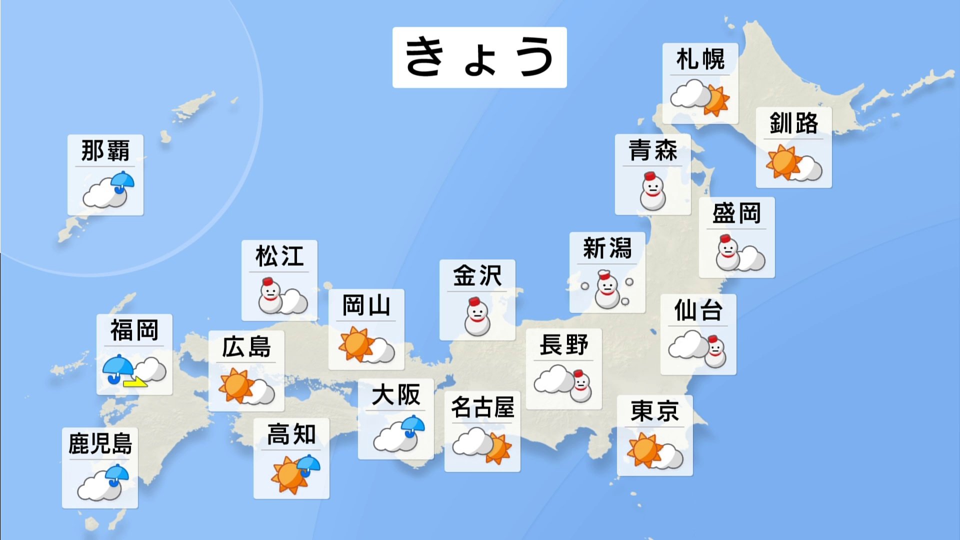 再び寒気　北風で気温降下　日本海側は雪のエリア拡大　関東から西の太平洋側は晴れのエリア広がる