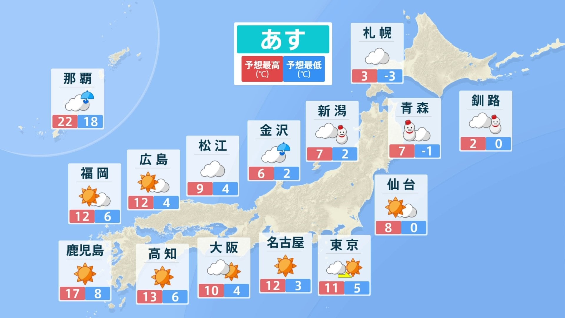 【週末の天気は？】上空の寒気がじわじわと勢力を強めるか　土曜日、東京都心の最高気温は11℃で真冬らしい寒さに