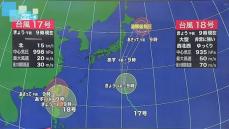 【今後の進路は】ダブル台風　１７号と大型で非常に強い１８号　北上続け１７号は１０月１日には関東の東へ　１８号は１０月３日頃に沖縄地方へ接近のおそれ　《新潟》