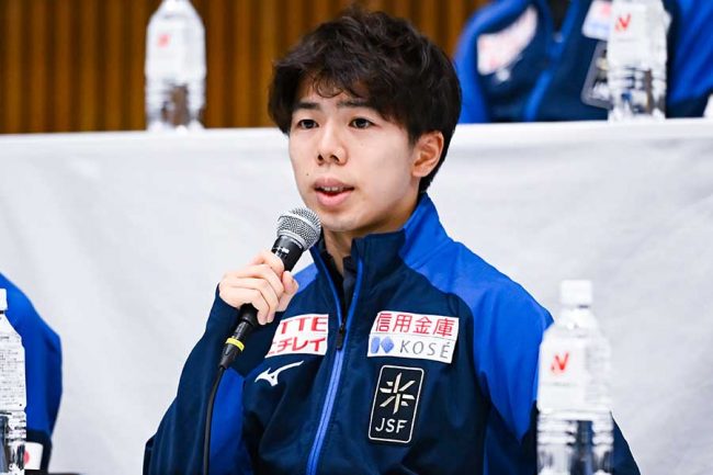 佐藤駿、会見で元気な姿「心配をおかけした」　全日本フリー後に過呼吸で医務室へ搬送「僕は大丈夫」