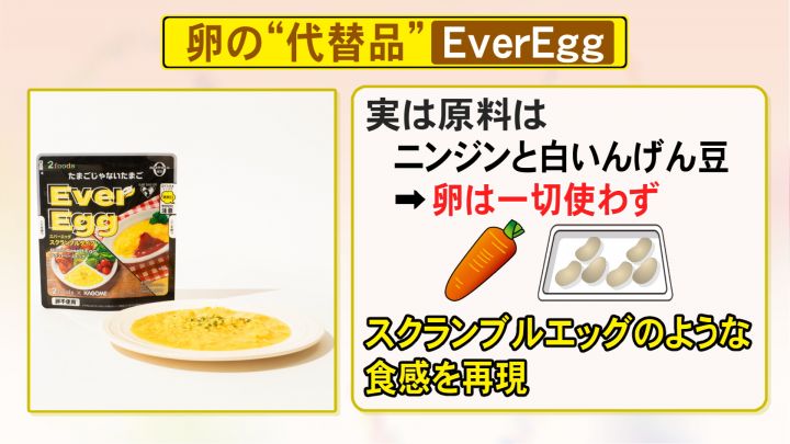 価格高騰で注目…カゴメ等が開発した卵の代替品『Ever Egg』豆などでスクランブルエッグのような食感再現