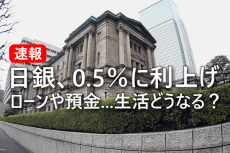 【緊急】日銀、0.5％に利上げ。住宅ローン、預金金利、株…生活どうなる？