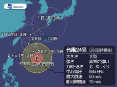 
台風24号　週末は沖縄、週明けは九州・本州へ。上陸の恐れも
        