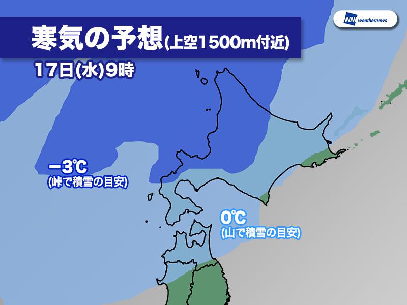 
16日(火)～17日(水)　北海道の峠道では積雪の可能性も
        