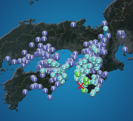 
和歌山県で震度3を観測する地震　津波なし
        