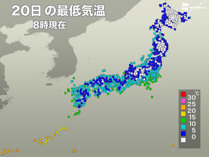 
今朝は各地で今季一番の冷え込み　北海道では－6.9℃を観測
        