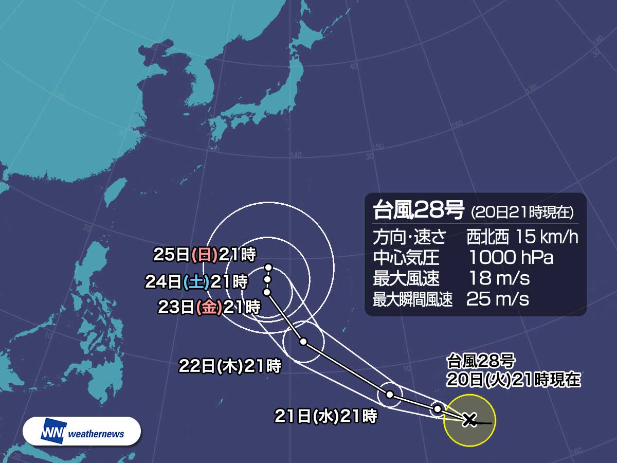 
台風28号(マンニィ)発生　週末には強い勢力へと発達か
        