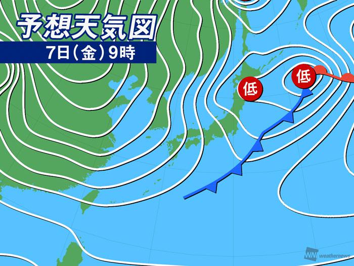 
7日(金)の天気　北日本は湿った大雪に注意　関東は寒さ落ち着く
        