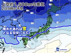 
1月2日の天気　寒気強まり寒い一日に　日本海側は風雪注意
        
