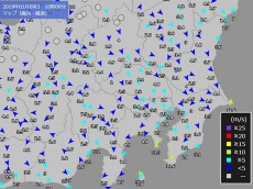 
関東平野をからっ風が吹き抜ける　東京で15m/s超の強風
        