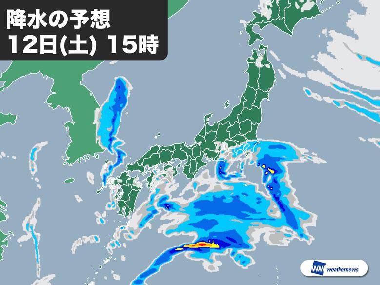 
1月12日(土)の天気　太平洋側で雨　関東は雪混じる可能性あり
        