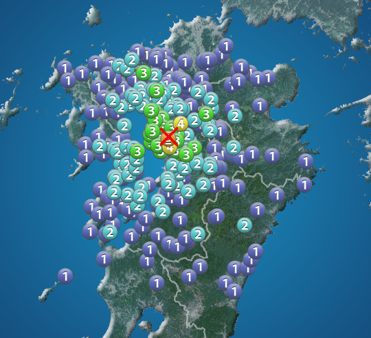 
熊本県で震度5弱の地震発生　津波の心配はなし
        