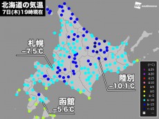 
北海道に強力寒気ジワリ　夜になり各地で最低気温更新
        