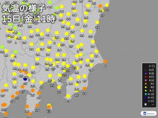 
雪舞う関東　気温上がらず東京都心はまだ2℃台
        