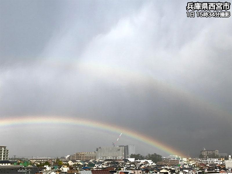 
近畿で虹とアラレ報告相次ぐ　目まぐるしい天気変化に注意
        
